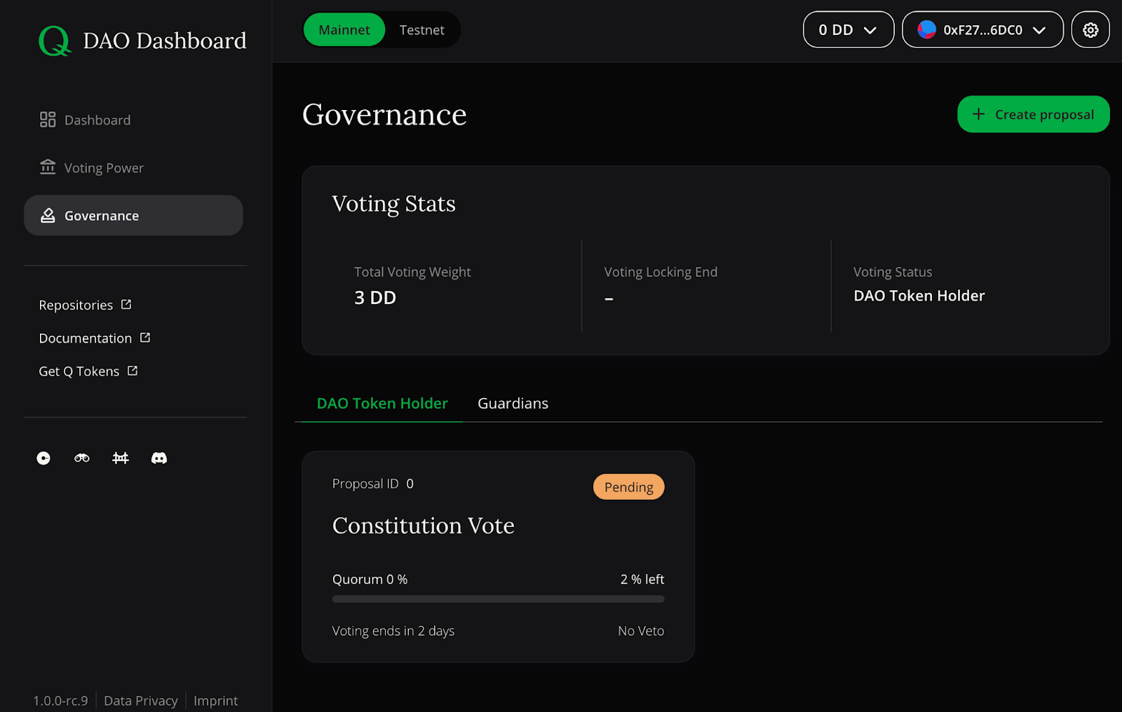 DAO on-chain voting dashboard