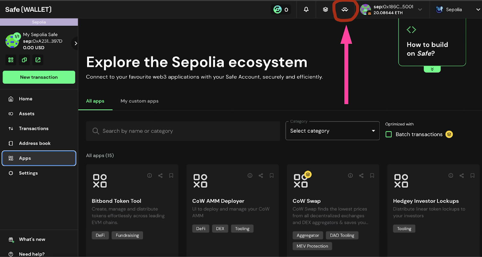 Safe multisig wallet DAO treasury interface screenshot