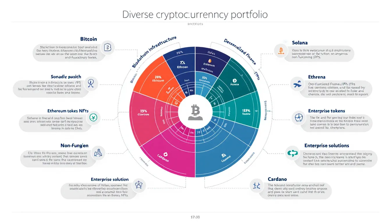 DAO treasury diversification in 2024: visual representation of a treasury shifting from native tokens to a balanced portfolio including stablecoins (USDC, DAI), blue-chip DeFi assets (ETH, AAVE, UNI), and yield-generating protocols, illustrating top DAO strategies for risk mitigation and capital efficiency.
