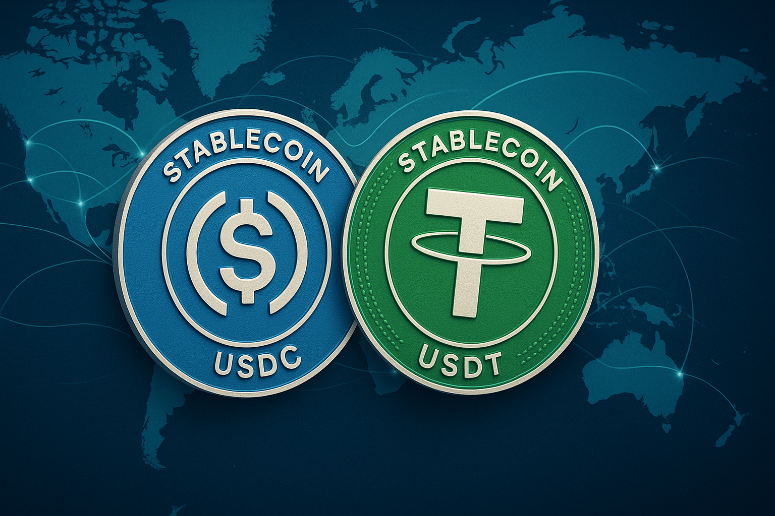 DAI, USST, and USDV stablecoin logos