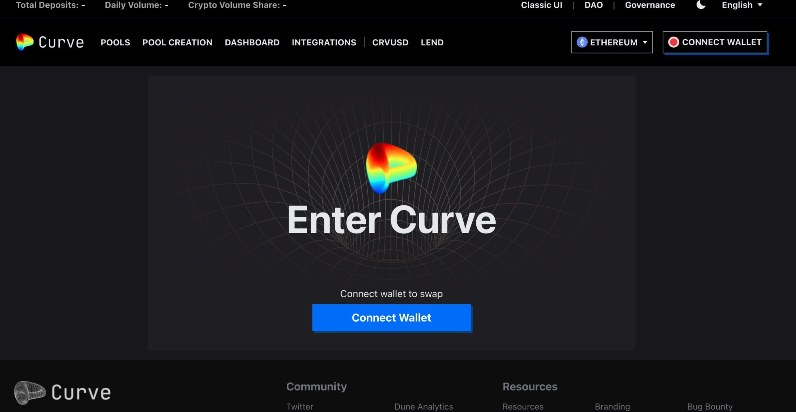 Curve Finance and Uniswap v3 stablecoin pool interfaces