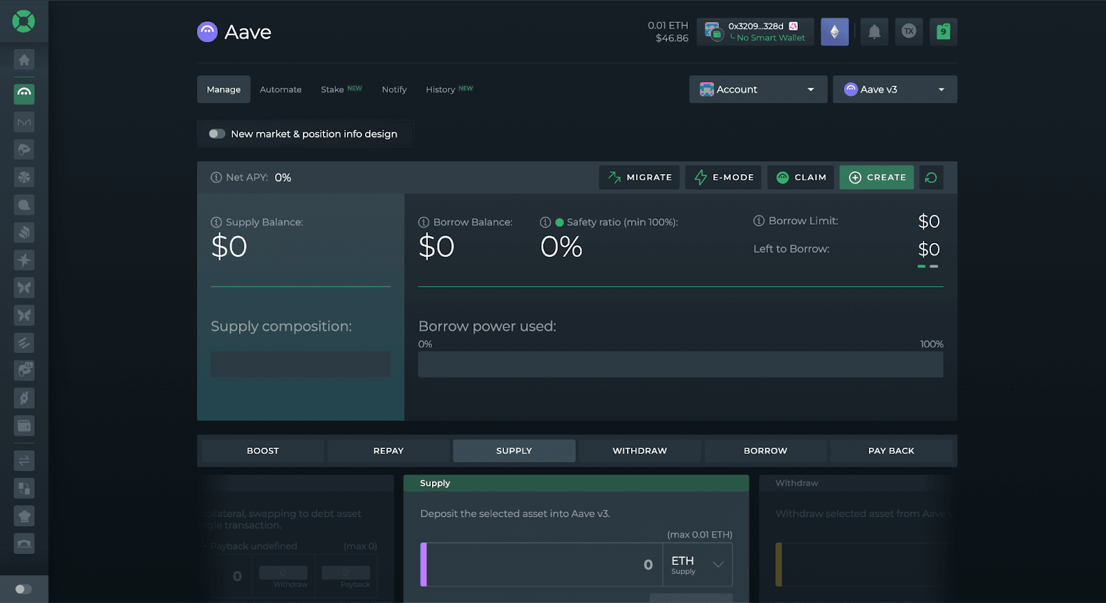 Aave and Compound stablecoin lending interface screenshot